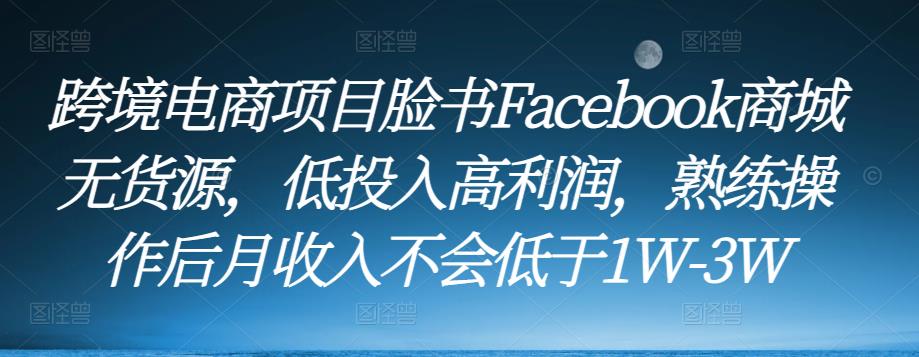 跨境电商项目脸书Facebook商城无货源，低投入高利润，熟练操作后月收入不会低于1W-3W-成长印记