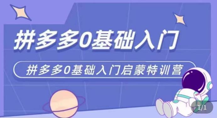 拼多多运营0-1实操特训营，拼多多0基础入门，从基础到进阶的可实操玩法-成长印记