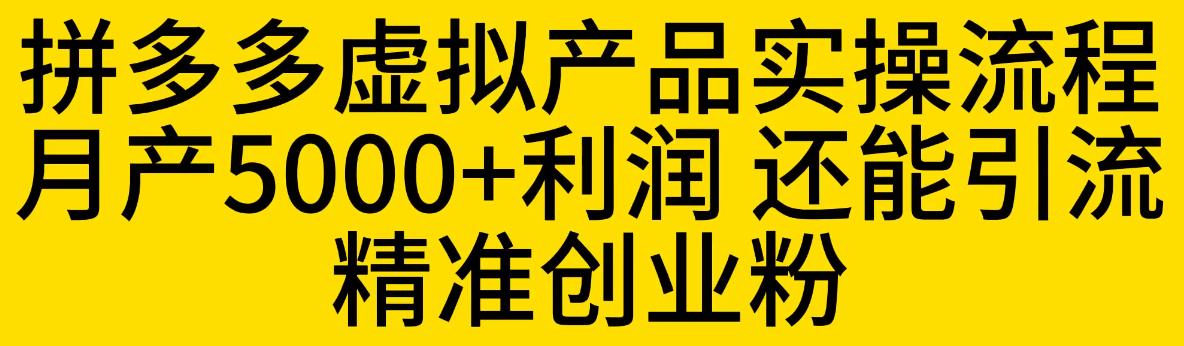 拼多多虚拟产品实操流程，月产5000+利润，还能引流精准创业粉【揭秘】-成长印记