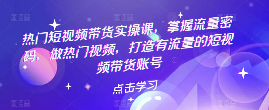 热门短视频带货实操课，掌握流量密码，做热门视频，打造有流量的短视频带货账号-成长印记