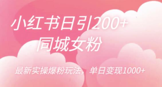 小红书日引200+同城女粉，最新实操爆粉玩法，单日变现1000+【揭秘】-成长印记