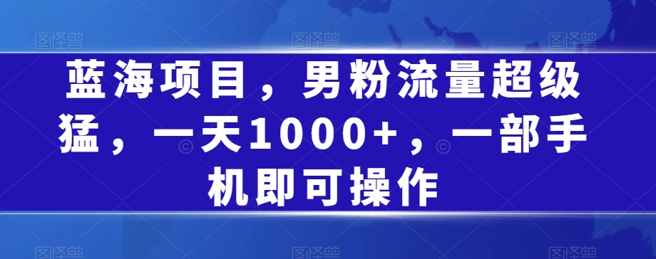 蓝海项目，男粉流量超级猛，一天1000+，一部手机即可操作【揭秘】-成长印记