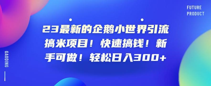 23最新的企鹅小世界引流搞米项目！快速搞钱！新手可做！轻松日入300+【揭秘】-成长印记