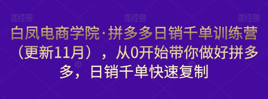 白凤电商学院·拼多多日销千单训练营，从0开始带你做好拼多多，日销千单快速复制（更新知2023年3月）-成长印记