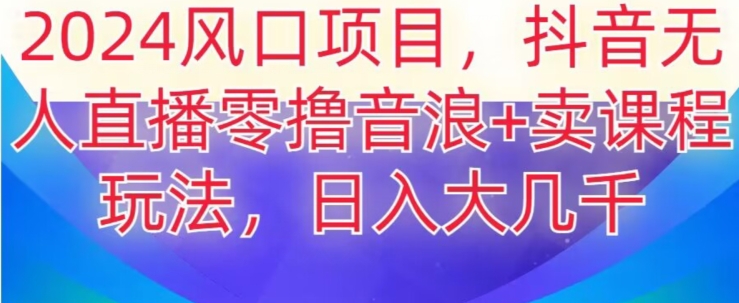 2024风口项目，抖音无人主播撸音浪+卖课程玩法，日入大几千【揭秘】-成长印记