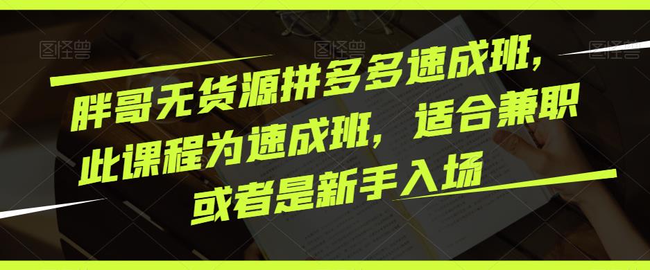 胖哥无货源拼多多速成班，此课程为速成班，适合兼职或者是新手入场-成长印记