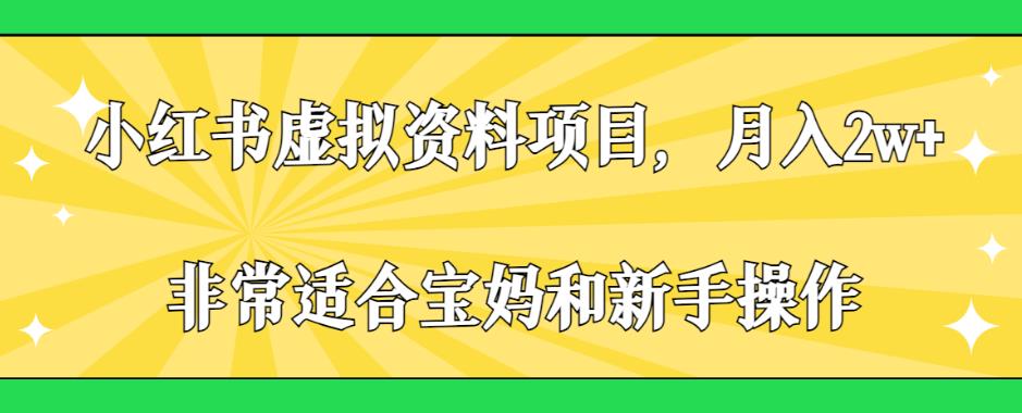 小红书虚拟资料项目，月入2w+，非常适合宝妈和新手操作【揭秘】-成长印记