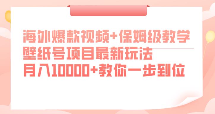 海外爆款视频+保姆级教学，壁纸号项目最新玩法，月入10000+教你一步到位【揭秘】-成长印记