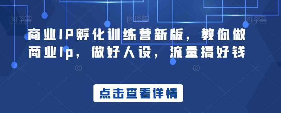 商业IP孵化训练营新版，教你做商业Ip，做好人设，流量搞好钱-成长印记