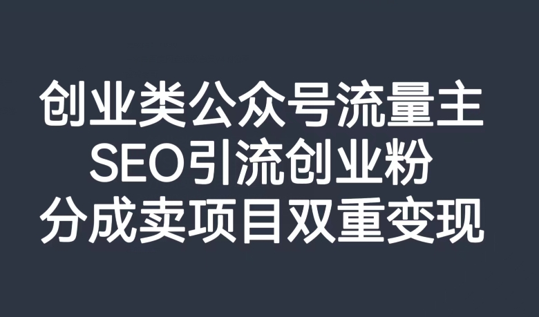 创业类公众号流量主，SEO引流创业粉，分成卖项目双重变现【揭秘】-成长印记