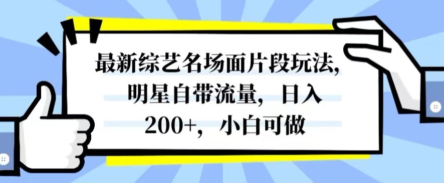 最新综艺名场面片段玩法，明星自带流量，日入200+，小白可做【揭秘】-成长印记