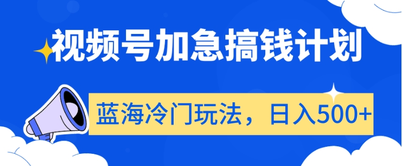 视频号加急搞钱计划，蓝海冷门玩法，日入500+【揭秘】-成长印记