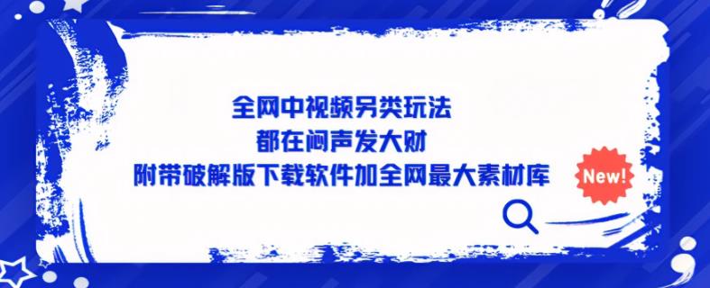 全网中视频另类玩法，都在闷声发大财，附带破解版下载软件加全网最大素材库-成长印记