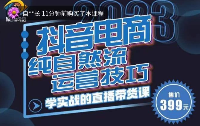 李扭扭·2023自然流运营技巧，纯自然流不亏品起盘直播间，实战直播带货课（视频课+话术文档）-成长印记