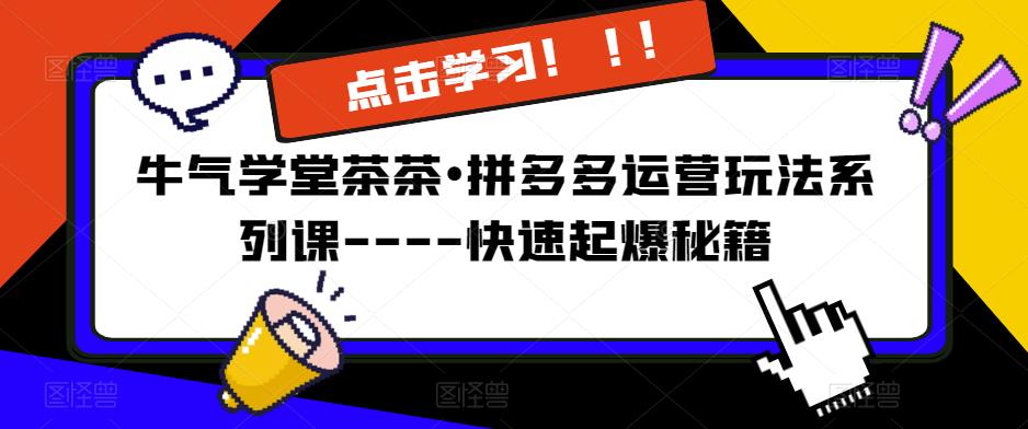 牛气学堂茶茶•拼多多运营玩法系列课—-快速起爆秘籍【更新】-成长印记