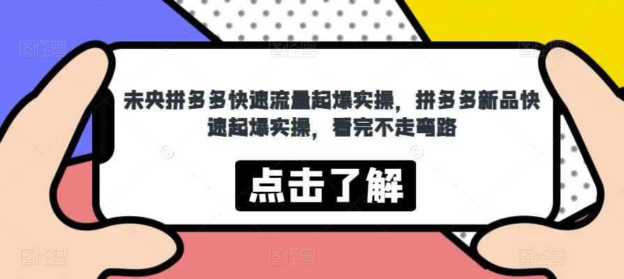 未央拼多多快速流量起爆实操，拼多多新品快速起爆实操，看完不走弯路-成长印记