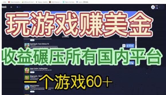 国外玩游戏赚美金平台，一个游戏60+，收益碾压国内所有平台【揭秘】-成长印记