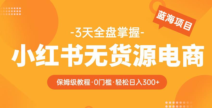 2023【阿本小红书无货源电商训练营】保姆级教程，从0到1，3天全盘掌握，轻松日入300+-成长印记