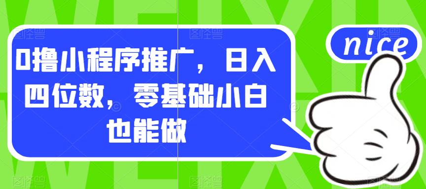 0撸小程序推广，日入四位数，零基础小白也能做【揭秘】-成长印记