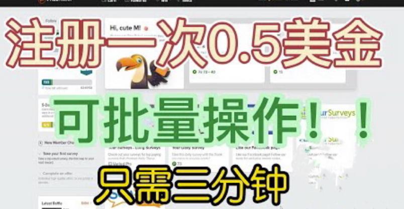 国外项目注册一次0.5美金，只需三分钟无脑操作，可批量同时放大操作，小白工作室福利【揭秘】-成长印记