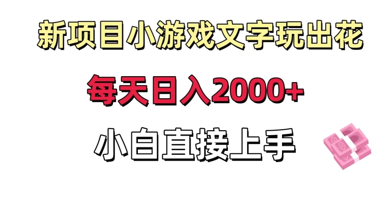 新项目小游戏文字玩出花日入2000+，每天只需一小时，小白直接上手【揭秘】-成长印记