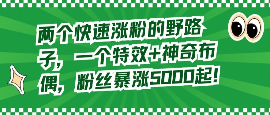 两个快速涨粉的野路子，一个特效+神奇布偶，粉丝暴涨5000起【揭秘】-成长印记