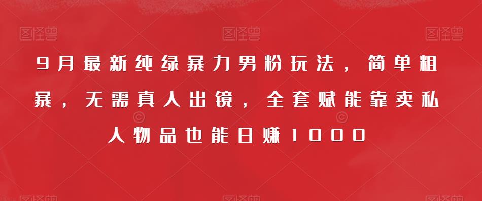 9月最新纯绿暴力男粉玩法，简单粗暴，无需真人出镜，全套赋能靠卖私人物品也能日赚1000-成长印记