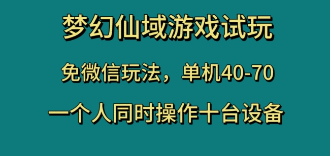 梦幻仙域游戏试玩，免微信玩法，单机40-70，一个人同时操作十台设备【揭秘】-成长印记