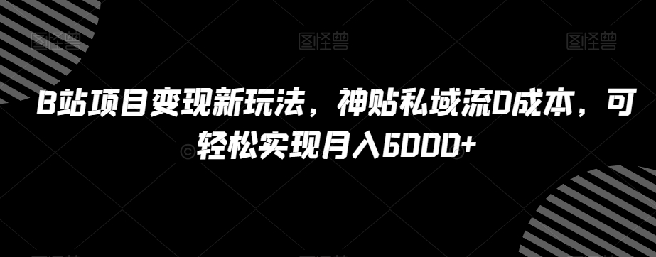 B站项目变现新玩法，神贴私域流0成本，可轻松实现月入6000+【揭秘】-成长印记