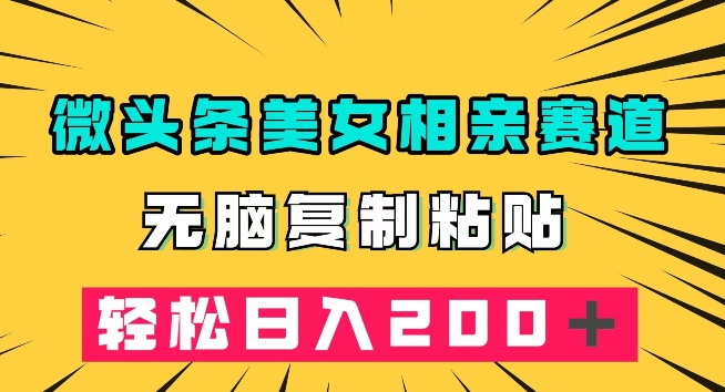 微头条冷门美女相亲赛道，无脑复制粘贴，轻松日入200＋【揭秘】-成长印记