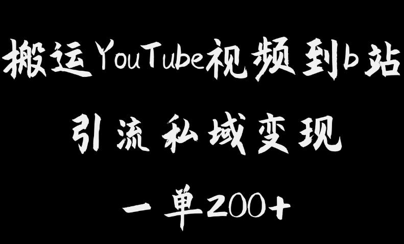 搬运YouTube视频到b站，引流私域一单利润200+，几乎0成本！【揭秘】-成长印记