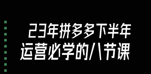 大牙·23年下半年拼多多运营必学的八节课（18节完整）-成长印记