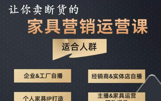 让你卖断货的家具营销运营课，打造高销量家具账号（短视频+直播+人物IP）-成长印记