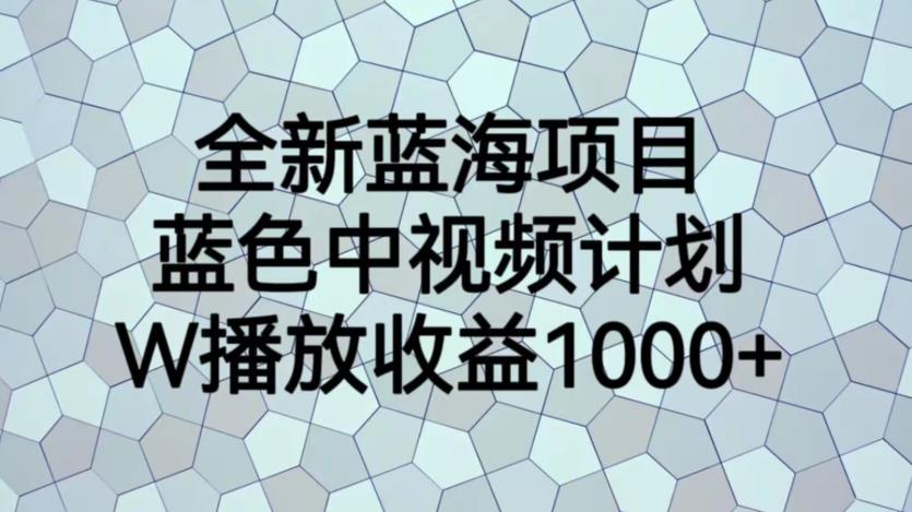 全新蓝海项目，蓝色中视频计划，1W播放量1000+【揭秘】-成长印记