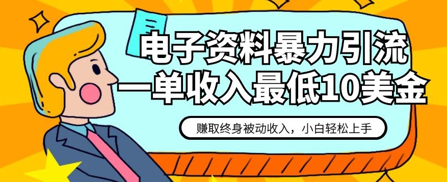 电子资料暴力引流，一单最低10美金，赚取终身被动收入，保姆级教程【揭秘】-成长印记