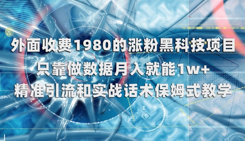 外面收费1980的涨粉黑科技项目，只靠做数据月入就能1w+【揭秘】-成长印记