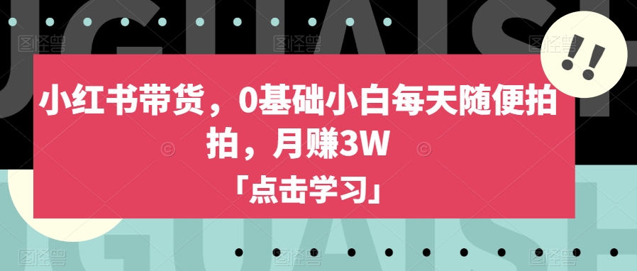 小红书带货，0基础小白每天随便拍拍，月赚3W【揭秘】-成长印记