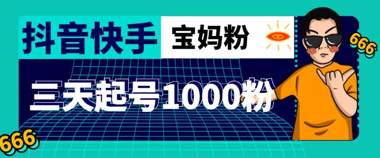 抖音快手三天起号涨粉1000宝妈粉丝的核心方法【详细玩法教程】-成长印记