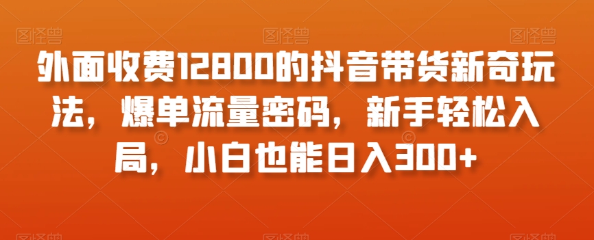 外面收费12800的抖音带货新奇玩法，爆单流量密码，新手轻松入局，小白也能日入300+【揭秘】-成长印记