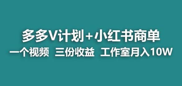 【蓝海项目】多多v计划+小红书商单一个视频三份收益工作室月入10w-成长印记