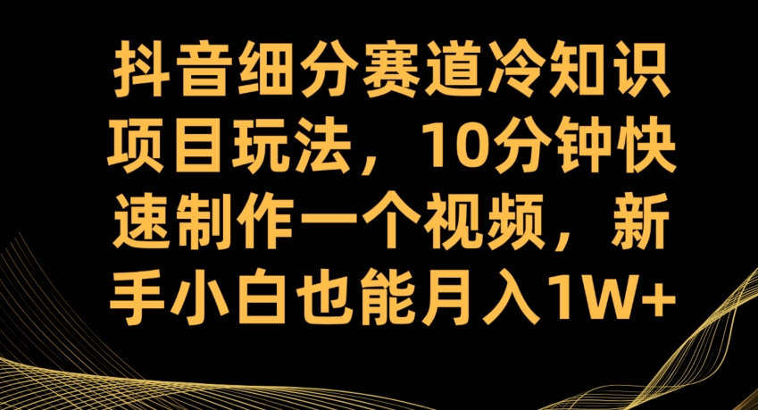 抖音细分赛道冷知识项目玩法，10分钟快速制作一个视频，新手小白也能月入1W+【揭秘】-成长印记