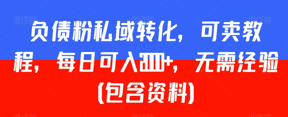 负债粉私域转化，可卖教程，每日可入2000+，无需经验（包含资料）【揭秘】-成长印记