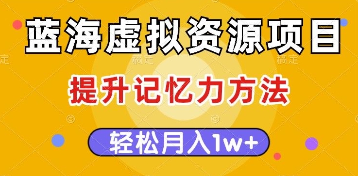 蓝海虚拟资源项目，提升记忆力方法，多种变现方式，轻松月入1w+【揭秘】-成长印记