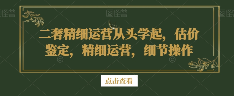 二奢精细运营从头学起，估价鉴定，精细运营，细节操作-成长印记