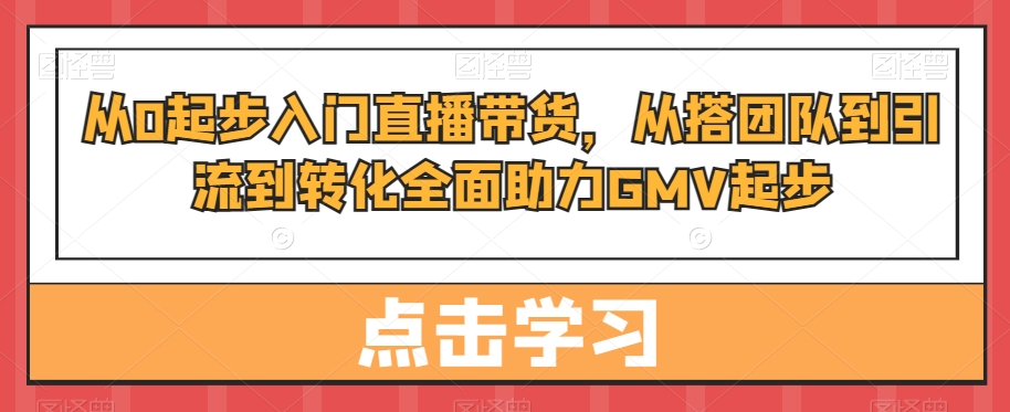 从0起步入门直播带货，​从搭团队到引流到转化全面助力GMV起步-成长印记