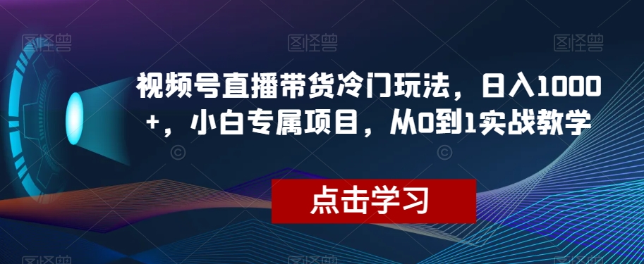 视频号直播带货冷门玩法，日入1000+，小白专属项目，从0到1实战教学【揭秘】-成长印记