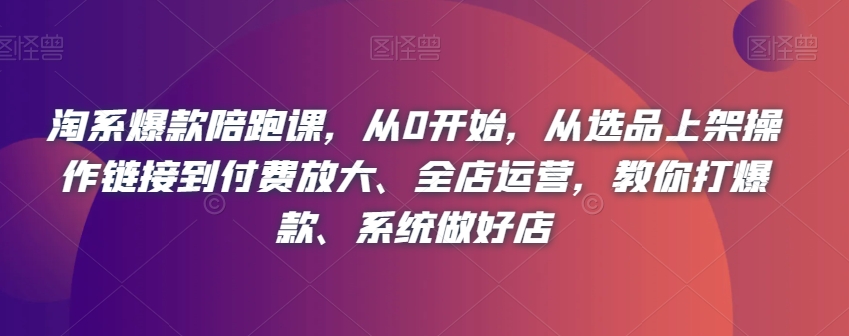 淘系爆款陪跑课，从0开始，从选品上架操作链接到付费放大、全店运营，教你打爆款、系统做好店-成长印记