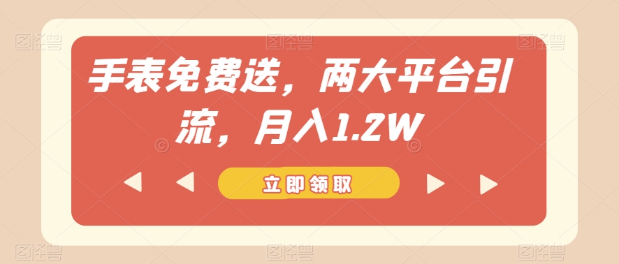 手表免费送，两大平台引流，月入1.2W【揭秘】-成长印记