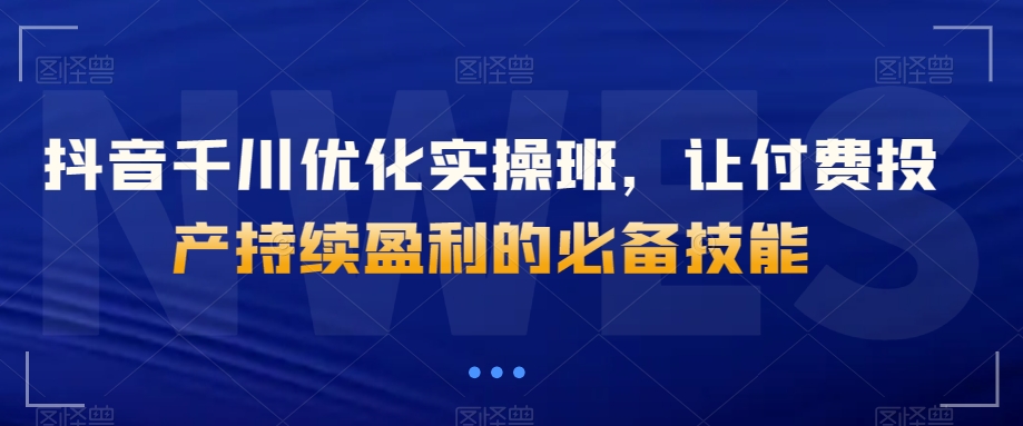 抖音千川优化实操班，让付费投产持续盈利的必备技能-成长印记