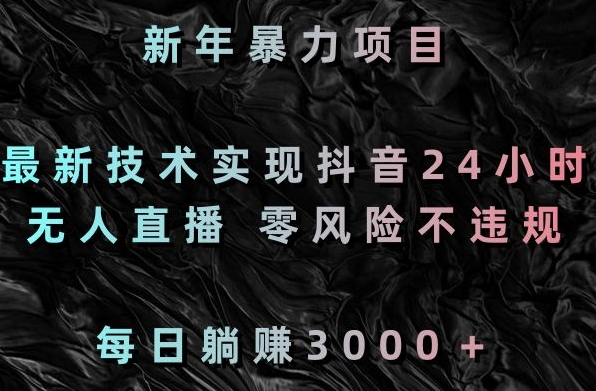 新年暴力项目，最新技术实现抖音24小时无人直播，零风险不违规，每日躺赚3000＋【揭秘】-成长印记